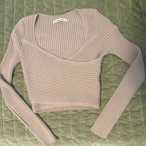 Abercrombie & Fitch Ribbed Long Sleeve Crop Sweater